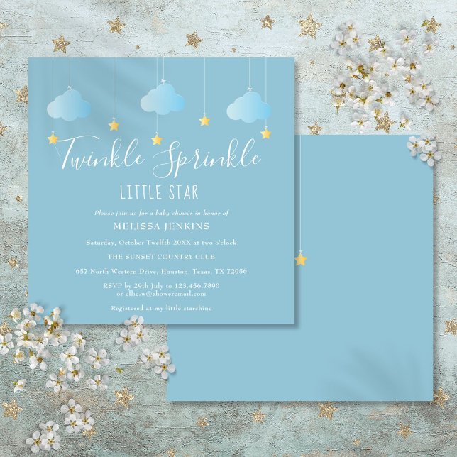 Invitation Twinkle Sprinkle Little Star Baby Sprinkle Douche (Twinkle Sprinkle Little Star Baby Sprinkle Shower Invitation)