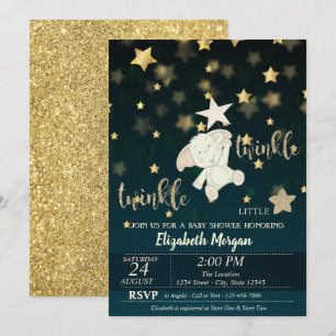 Invitation Twinkle Star Noir, Parties scintillant or, Baby sh
