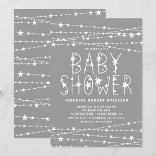 Invitation Twinkle Stars Baby shower neutre genre