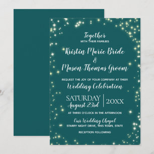 Invitation Twinkle Stars Turquoise Sparkle Mariage