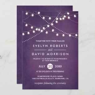 Invitation Twinkle String Lumières foncé violet Mariage extér