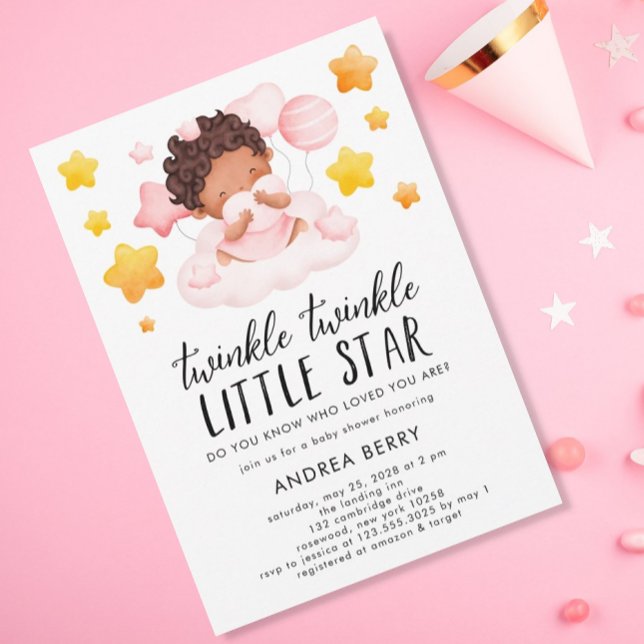 Invitation Twinkle Twinkle Baby shower fille (Créateur téléchargé)