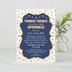 Invitation Twinkle Twinkle Drop in Navy Gold Baby Sprinkle