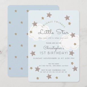 Invitation Twinkle Twinkle Little Star 1st Boy Birthday