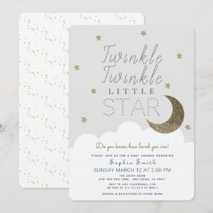 Invitation Twinkle Twinkle Little Star Baby Baby shower gris