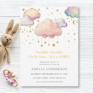 Invitation Twinkle Twinkle Little Star Baby Girl Douche