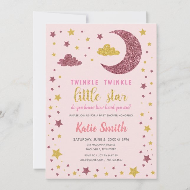 Invitation Twinkle Twinkle Little Star Baby shower (Devant)