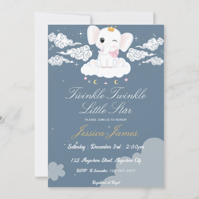 Invitation Twinkle Twinkle Little Star Baby shower (Devant)