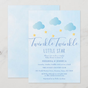 Invitation Twinkle Twinkle Little Star Baby shower bleu garço