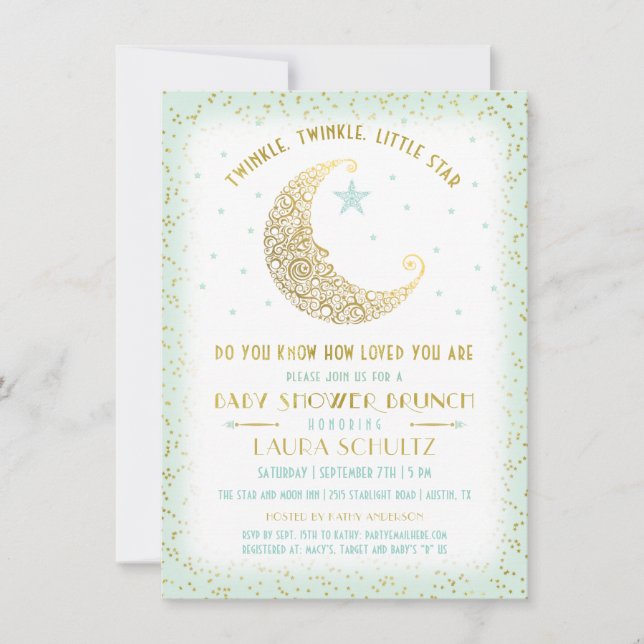 Invitation Twinkle Twinkle Little Star Baby shower Brunch 2 (Devant)