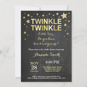 Invitation Twinkle Twinkle Little Star Baby Shower Jaune