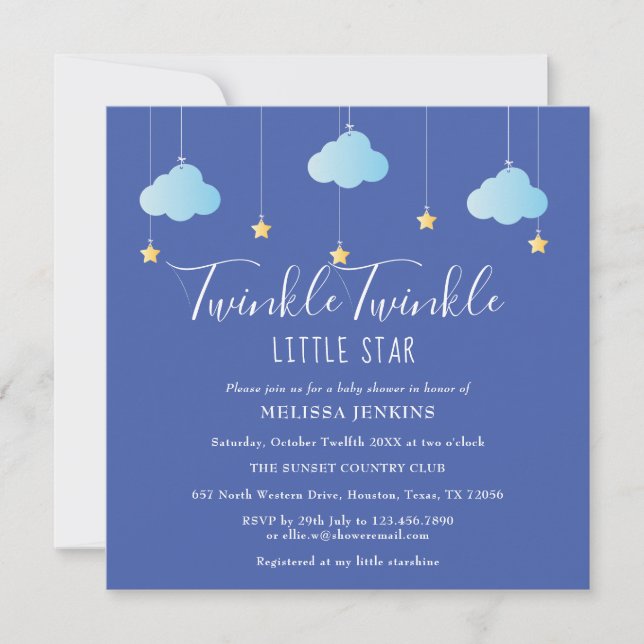 Invitation Twinkle Twinkle Little Star Baby shower / Sprinkle (Devant)