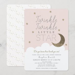 Invitation Twinkle Twinkle Little Star Blush Baby shower rose