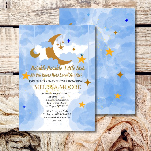 Invitation Twinkle Twinkle Little Star Boy Baby shower (Créateur téléchargé)
