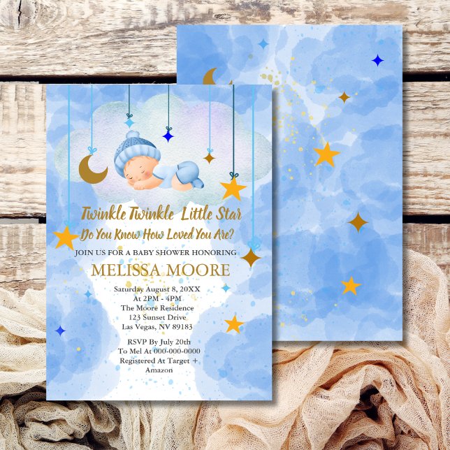 Invitation Twinkle Twinkle Little Star Boy Baby shower (Créateur téléchargé)