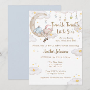 Invitation Twinkle Twinkle Little Star Bunny Baby shower