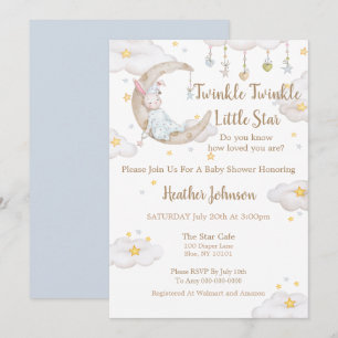 Invitation Twinkle Twinkle Little Star Bunny Baby shower