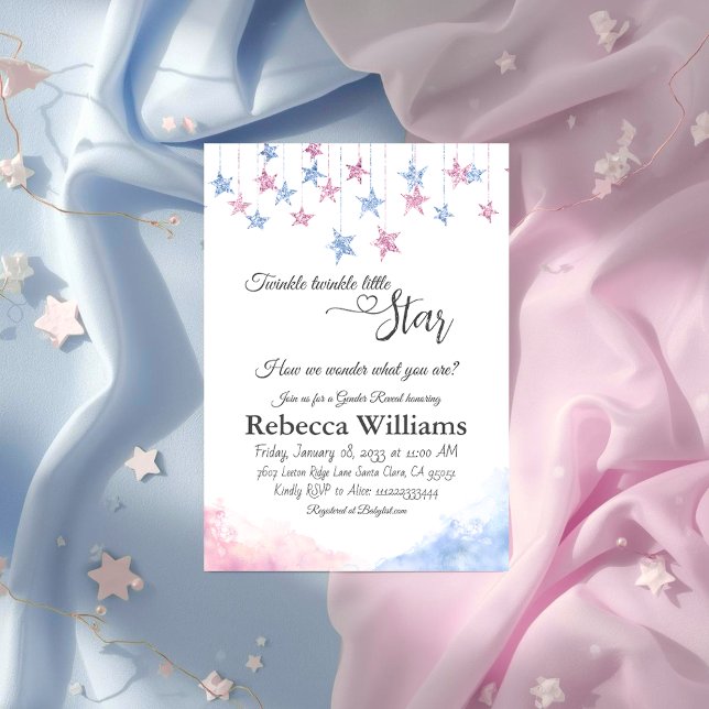 Invitation Twinkle Twinkle Little Star Cloud Gender Reveal (Créateur téléchargé)