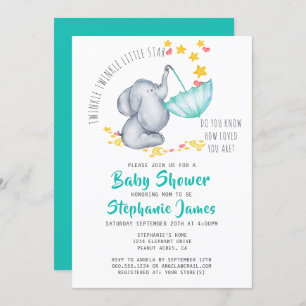 Invitation Twinkle Twinkle Little Star Elephant Baby shower