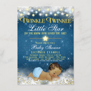 Invitation Twinkle Twinkle Little Star Ethnic Baby Boy Douche
