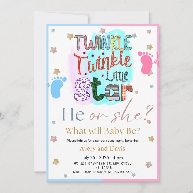 Invitation Twinkle Twinkle Little Star Genre Reveal (Devant)