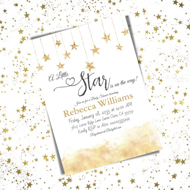 Invitation Twinkle Twinkle Little Star Gold Cloud Baby shower (Créateur téléchargé)