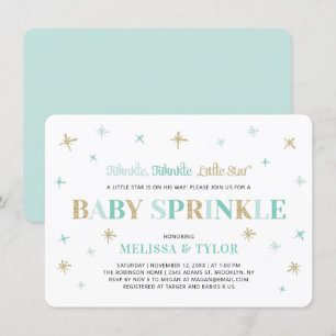 Invitation Twinkle Twinkle Little Star Mint Garçon Bébé Sprin