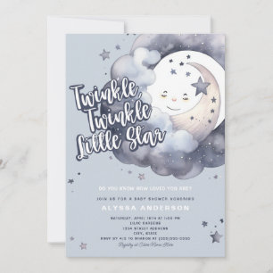 Invitation Twinkle Twinkle Little Star Moon Baby shower