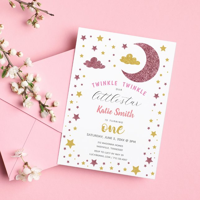 Invitation Twinkle Twinkle Little Star Parties scintillant pr (Créateur téléchargé)
