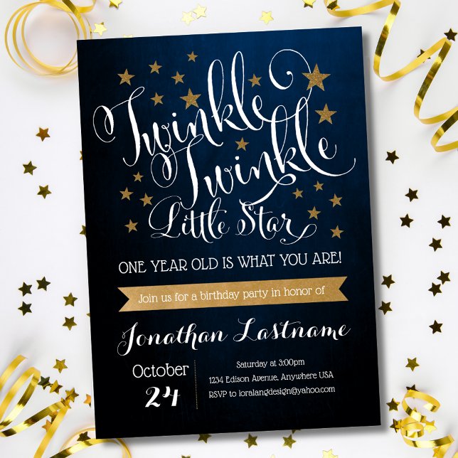 Invitation Twinkle Twinkle Little Star Premier anniversaire (Créateur téléchargé)