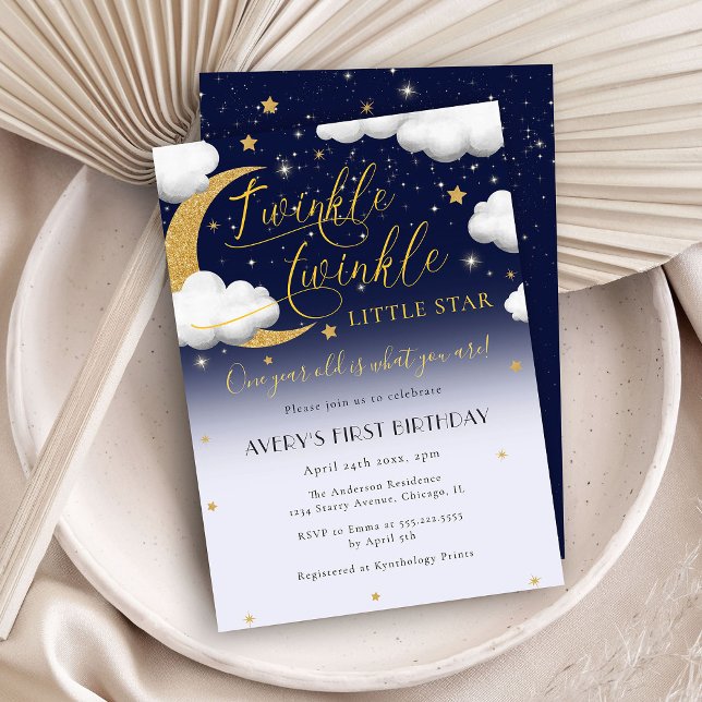 Invitation Twinkle Twinkle Little Star Premier anniversaire (Créateur téléchargé)