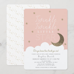 Invitation Twinkle Twinkle Little Star Rose Girl Baby shower