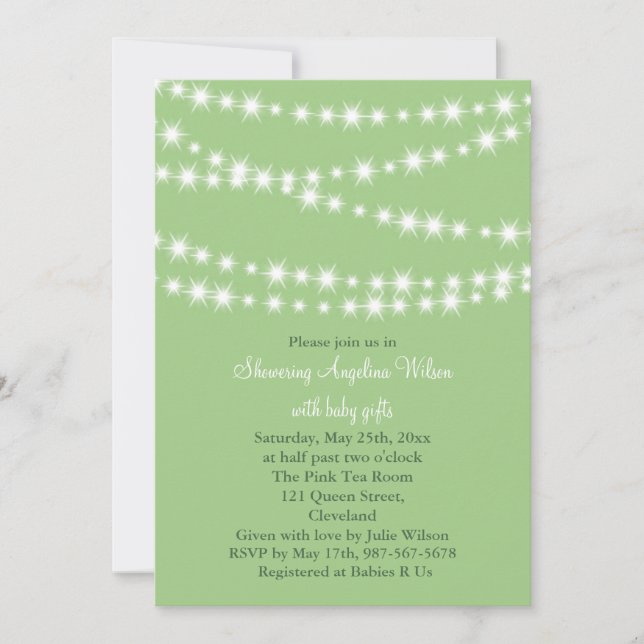 Invitation Twinkle Twinkle Little Star (vert) (Devant)