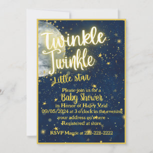 Invitation Twinkle Twinkle petit Baby shower étoile invitatio