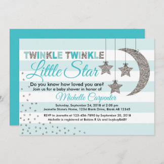 Invitation twinkle twinkle petit baby shower étoile invitatio