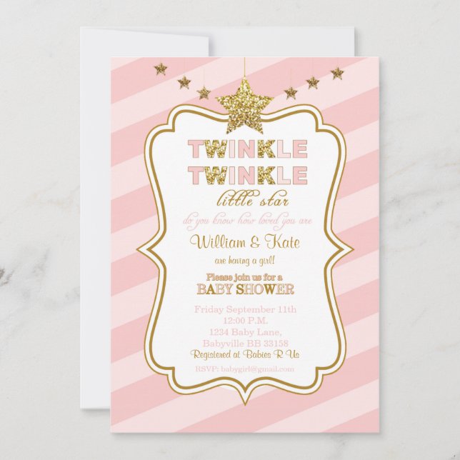 Invitation Twinkle Twinkle petit baby shower étoile invitatio (Devant)