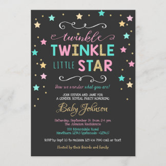 Invitation Twinkle Twinkle Star Baby shower, Révélation de ge