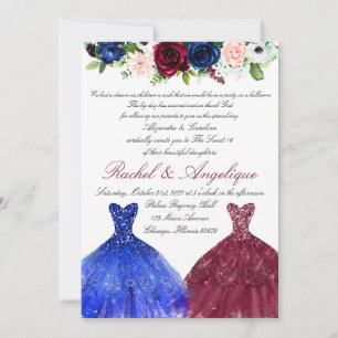 Invitation Twins 16e marine bourguignonne