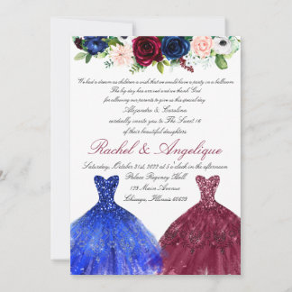 Invitation Twins 16e marine bourguignonne