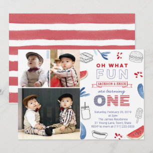 Invitation Twins All American 1st Birthday Multiples photos