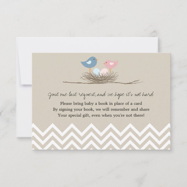 Invitation Twins Boy and Girl Bird's Nest Baby shower (Devant)