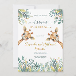 Invitation Twins Cute Wild Jungle Animaux