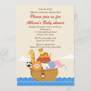 Invitation TWINS ! Le Baby shower d'Arc de Noé