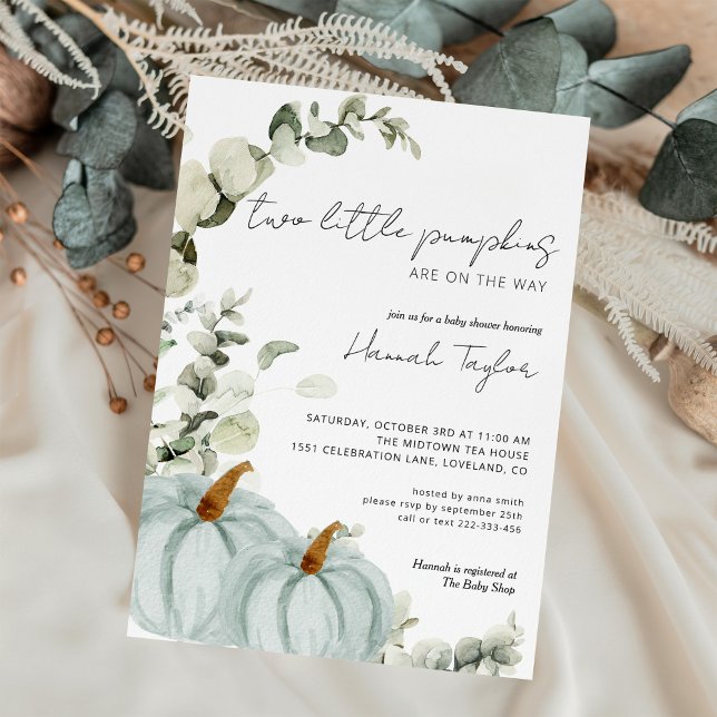 Invitation Twins Little Citrouille Boys Fall Baby shower (Créateur téléchargé)