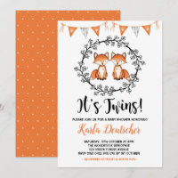 Twins modernes Fox Baby shower Orange Black Party