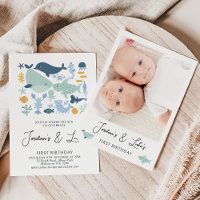Twins Modernes Photo Sea Creats Garçons 1er annive