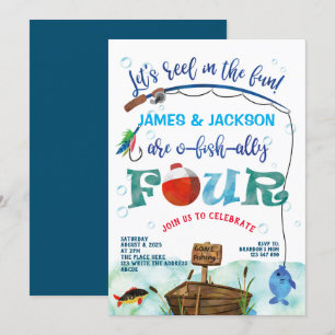 Invitation Twins O-fish-ally Little Fisherman 4e anniversaire