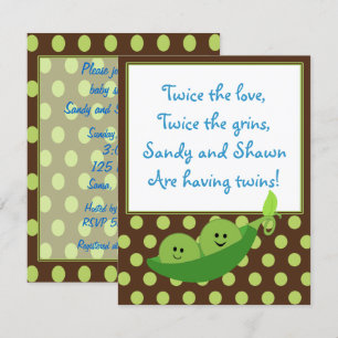 Invitation Twins Peas dans un Baby shower de pod