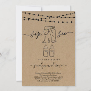 Invitation Twins Sip & See Bubbles & Brews