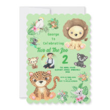 Two at The Zoo Jungle Animals Kids Birthday Photo